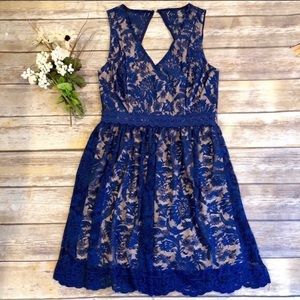 Navy blue lace formal dress